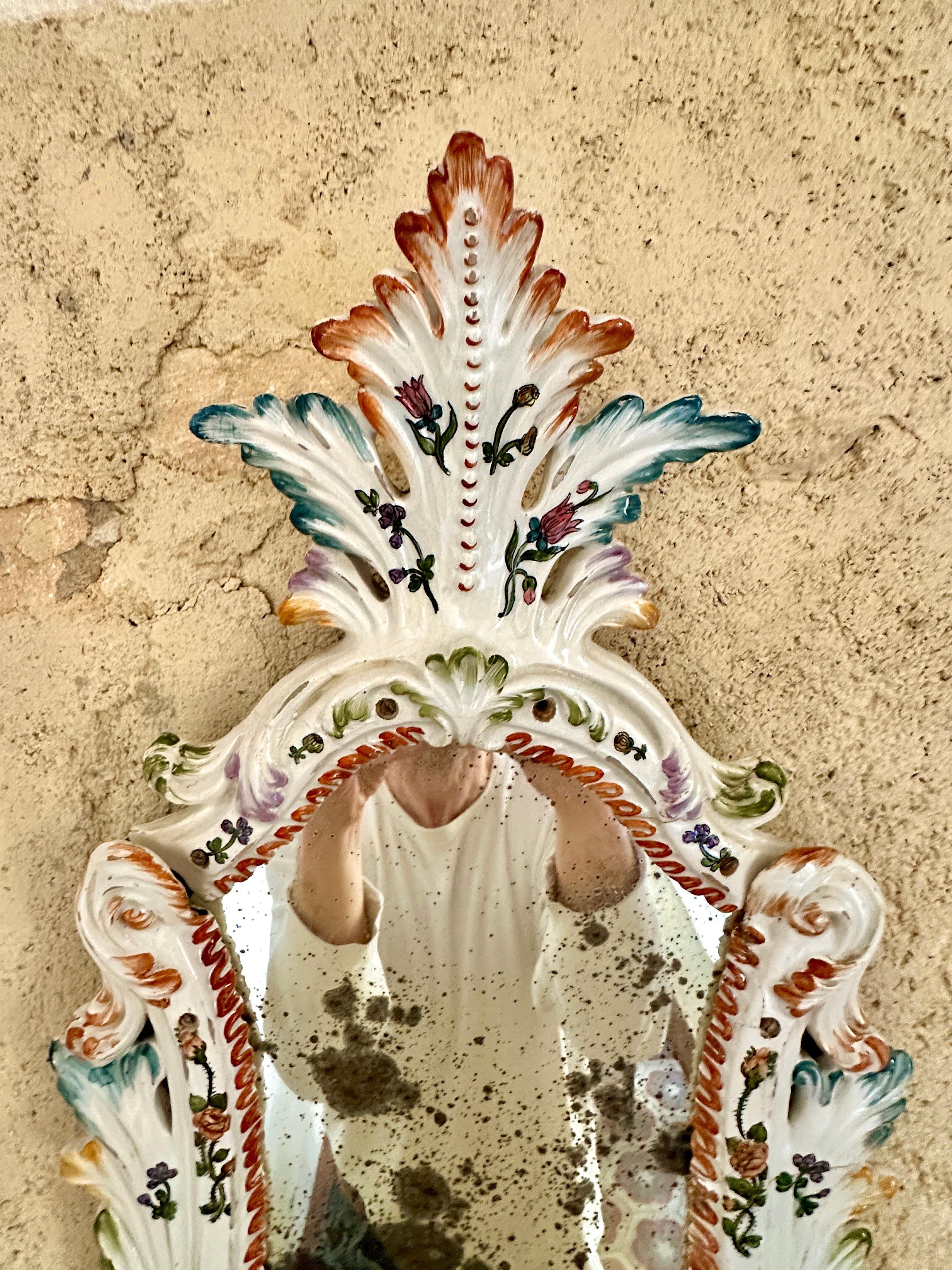 Coppia di specchi in ceramica di Bassano dell'inizio del XIX secolo in vendita 1