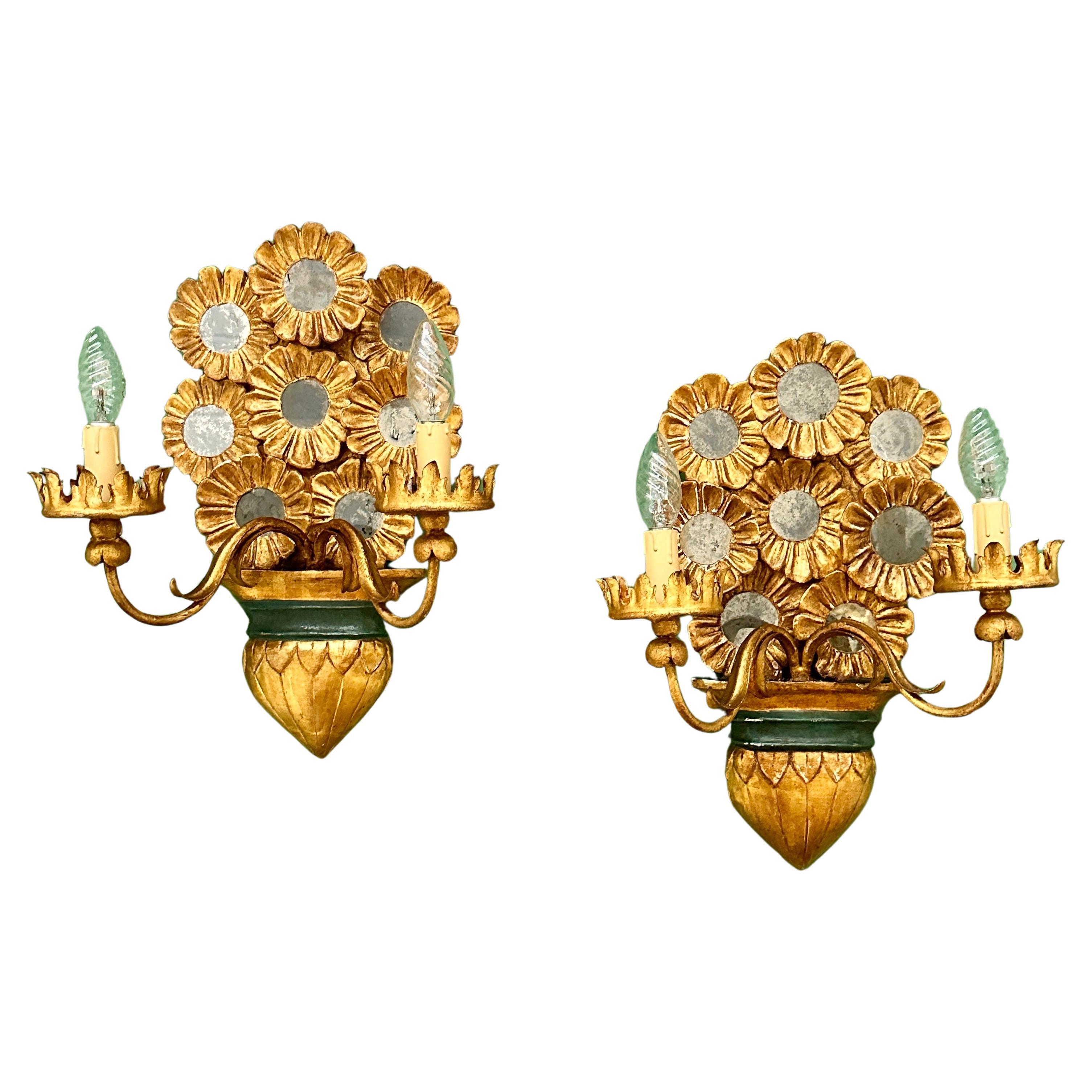 Pair Of Early C20th Italian Giltwood Wall Lights (1 of 2 pairs available)