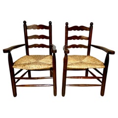 Pair Of Early C20th Provençal Rush Seat Armchairs