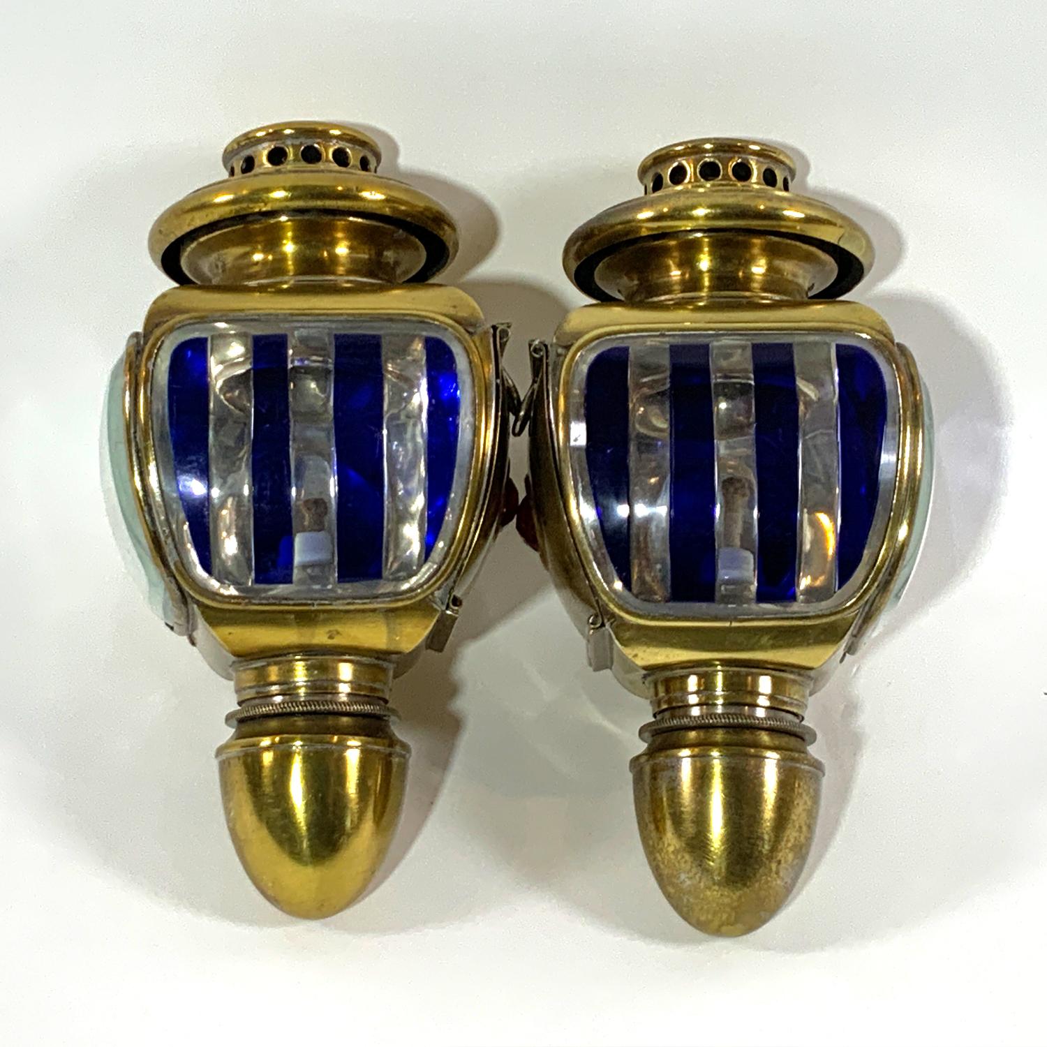 Brass Pair Of Early Carriage Lanterns