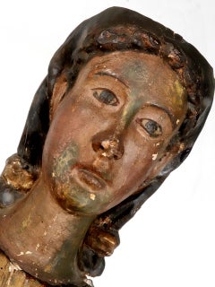 Coppia di statue teatrali italiane scolpite all'inizio del secolo scorso