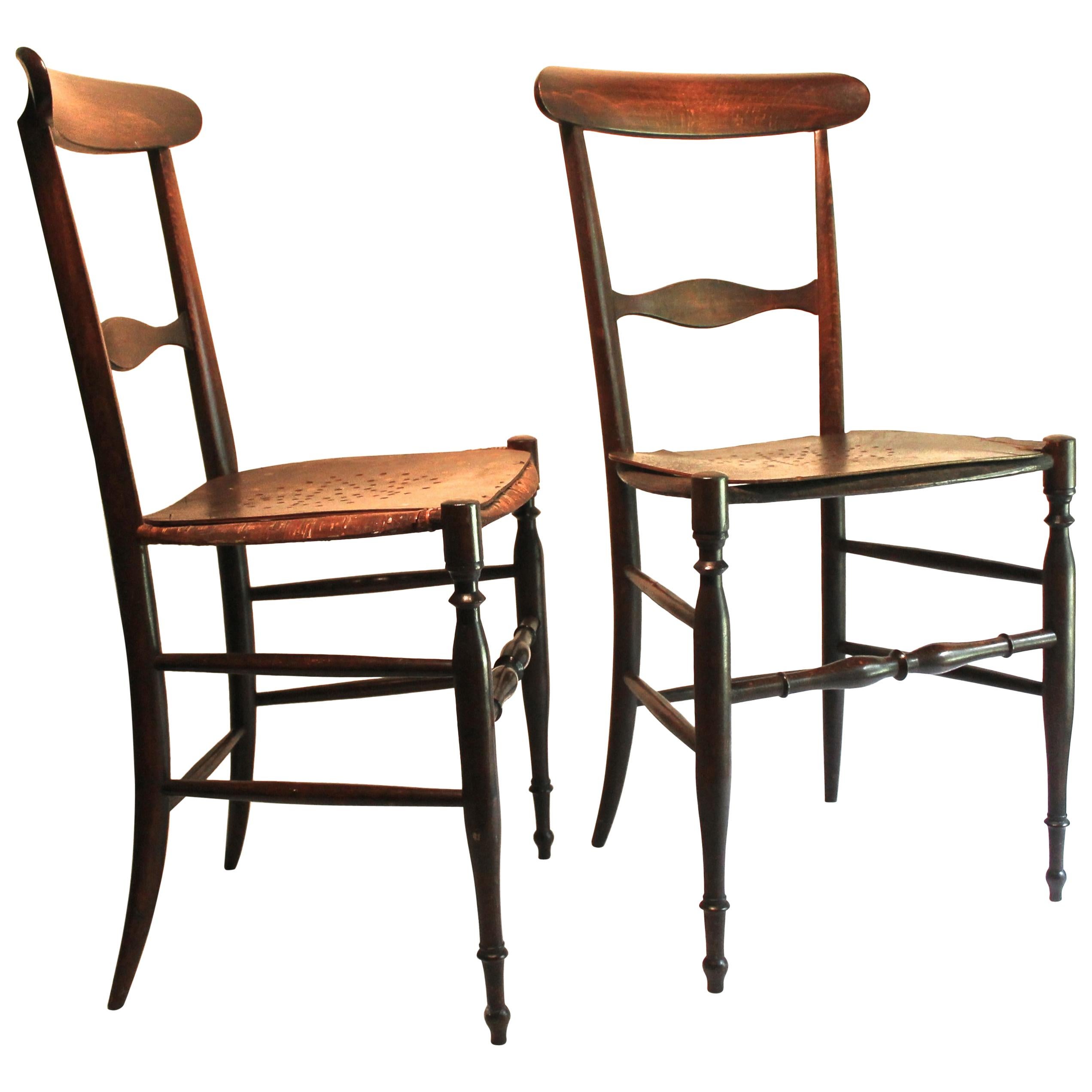 Pair of Early Chiavari Chairs by Giuseppe Gaetano Descalzi