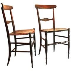 Antique Pair of Early Chiavari Chairs by Giuseppe Gaetano Descalzi