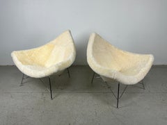 Pair of Early Coconut Chairs by George Nelson for Herman Miller in Shearling