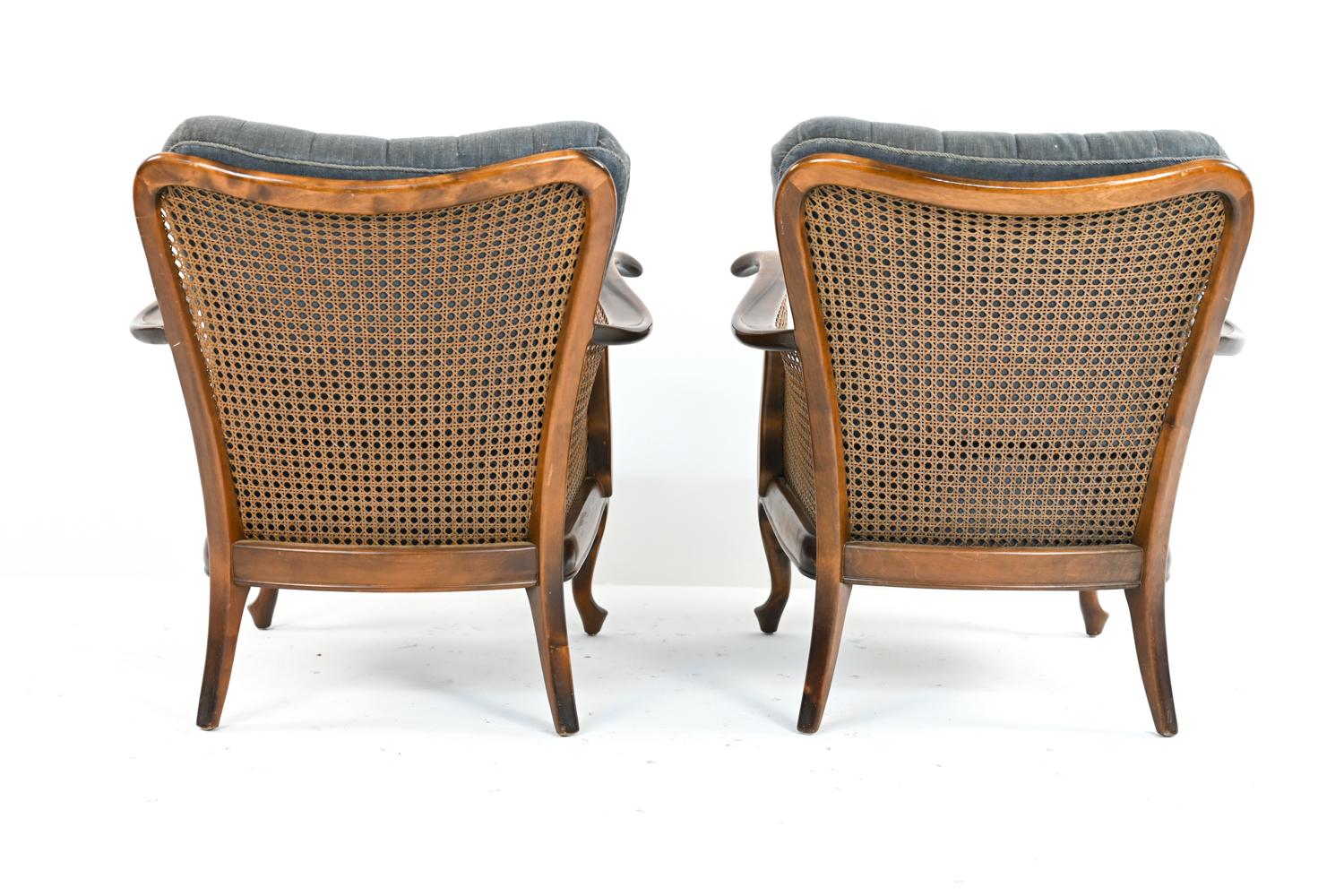 Pair of Early Danish Modern Caned Bergere Chairs, c. 1940's 2