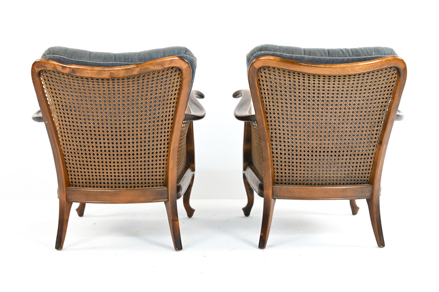 Pair of Early Danish Modern Caned Bergere Chairs, c. 1940's 6