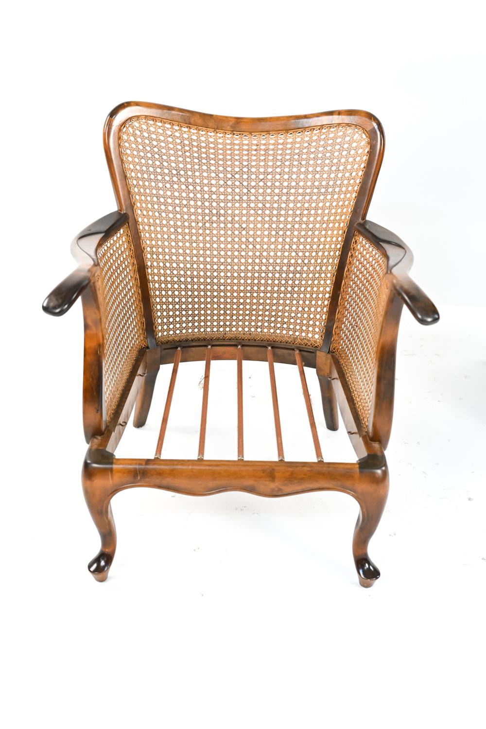 Pair of Early Danish Modern Caned Bergere Chairs, c. 1940's 7