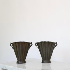 Pair of Early Diskometal Vases by Just Andersen, 1920s, Denmark