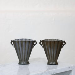 Pair of Early Diskometal Vases by Just Andersen, 1920s, Denmark