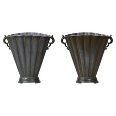 Pair of Early Diskometal Vases by Just Andersen, 1920s, Denmark