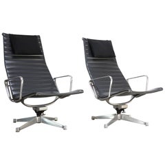 Pair of Early Eames Aluminum Group Chairs for Herman Miller Pair of Early Eames Aluminum Group Chairs for Herman Miller
