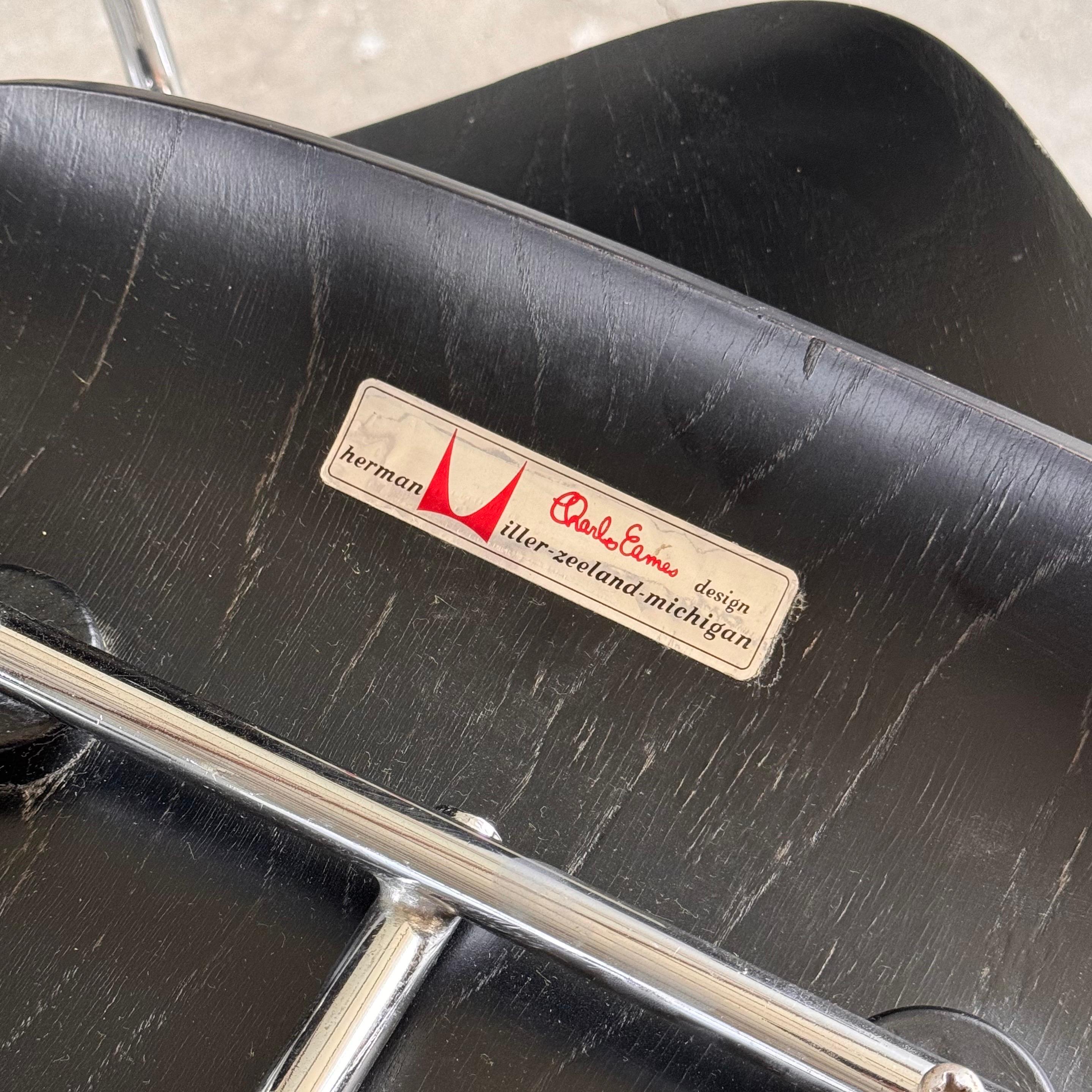 Pair of Early Eames DCM Dining Chairs by Herman Miller in Black, 1950s 7