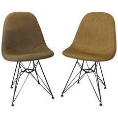 Pair of Early Eames Herman Miller DKR Chairs on Eiffel Tower Bases With Covers