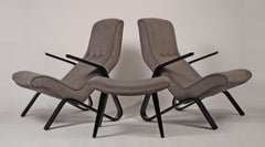Pair of Early Eero Saarinen Grasshopper Chairs for Knoll with Rare Black Frames