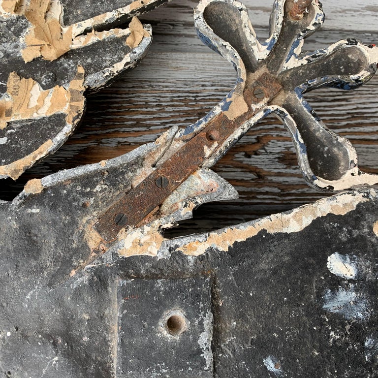 Pair Of Early English Cast Iron Spread Eagles Wall Mounted Sculptures