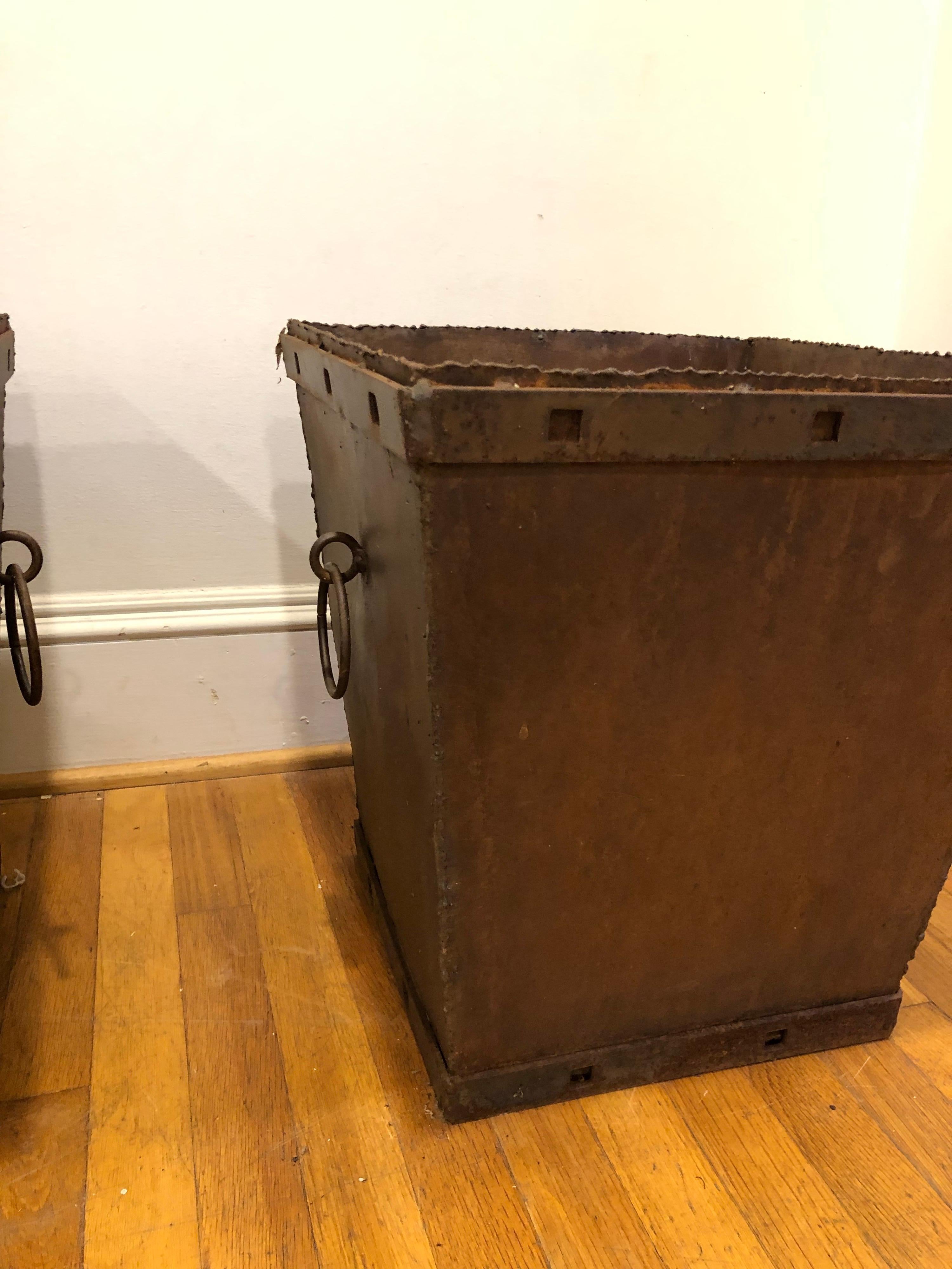 Pair of Early English Vintage Iron Planters For Sale 1