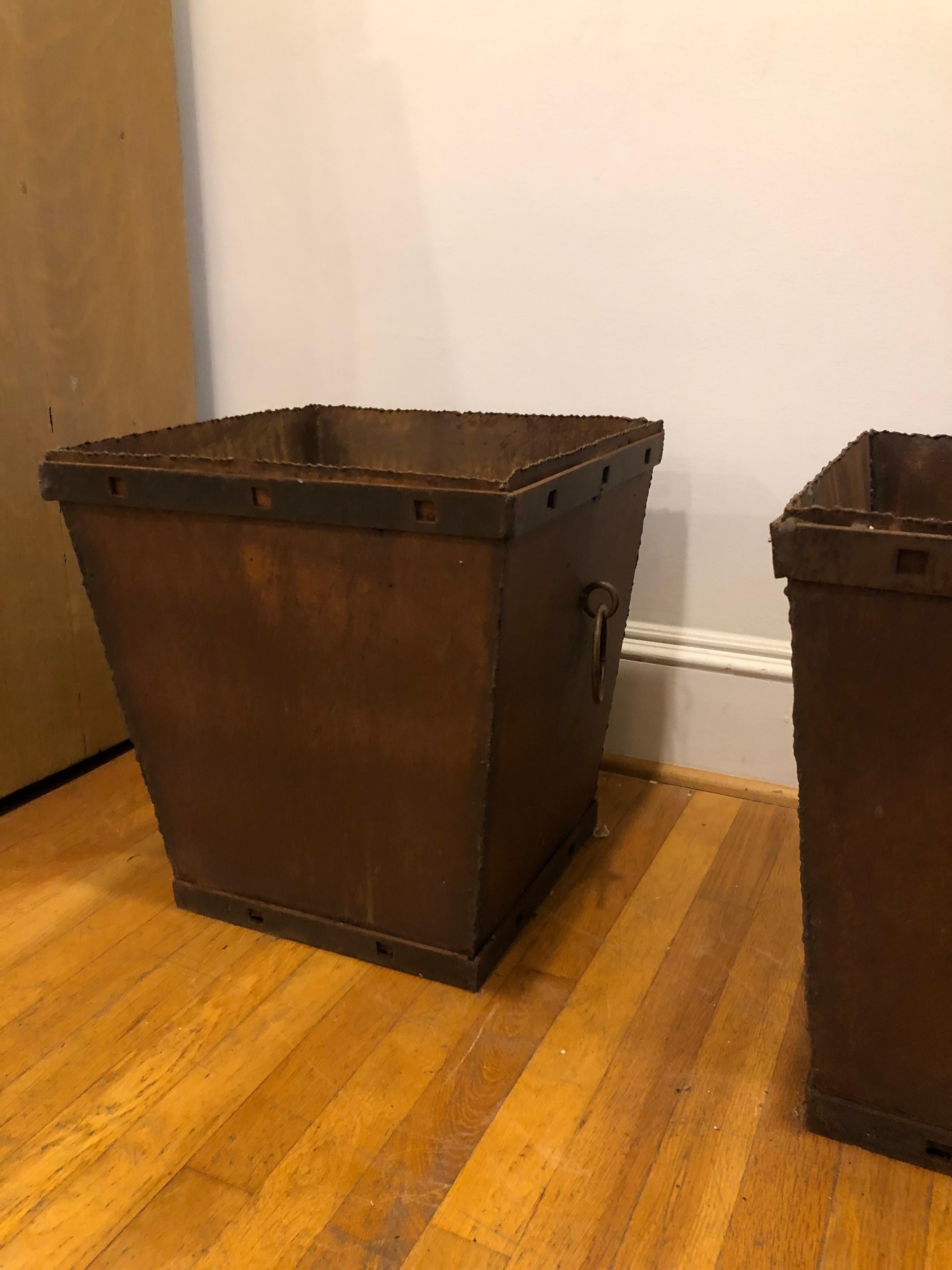 Pair of Early English Vintage Iron Planters For Sale 2