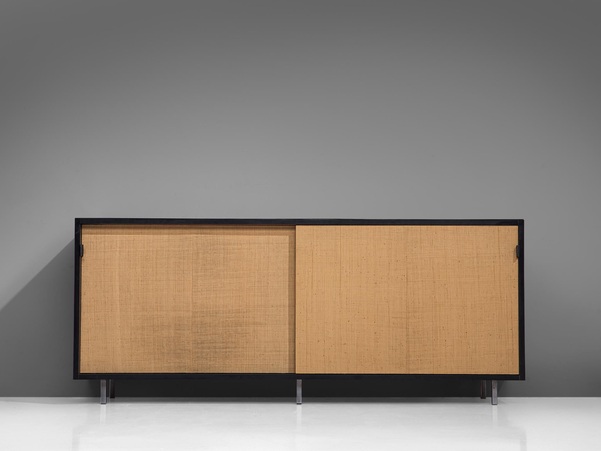 Pair of Early Florence Knoll Credenzas with Cane Sliding Doors 2