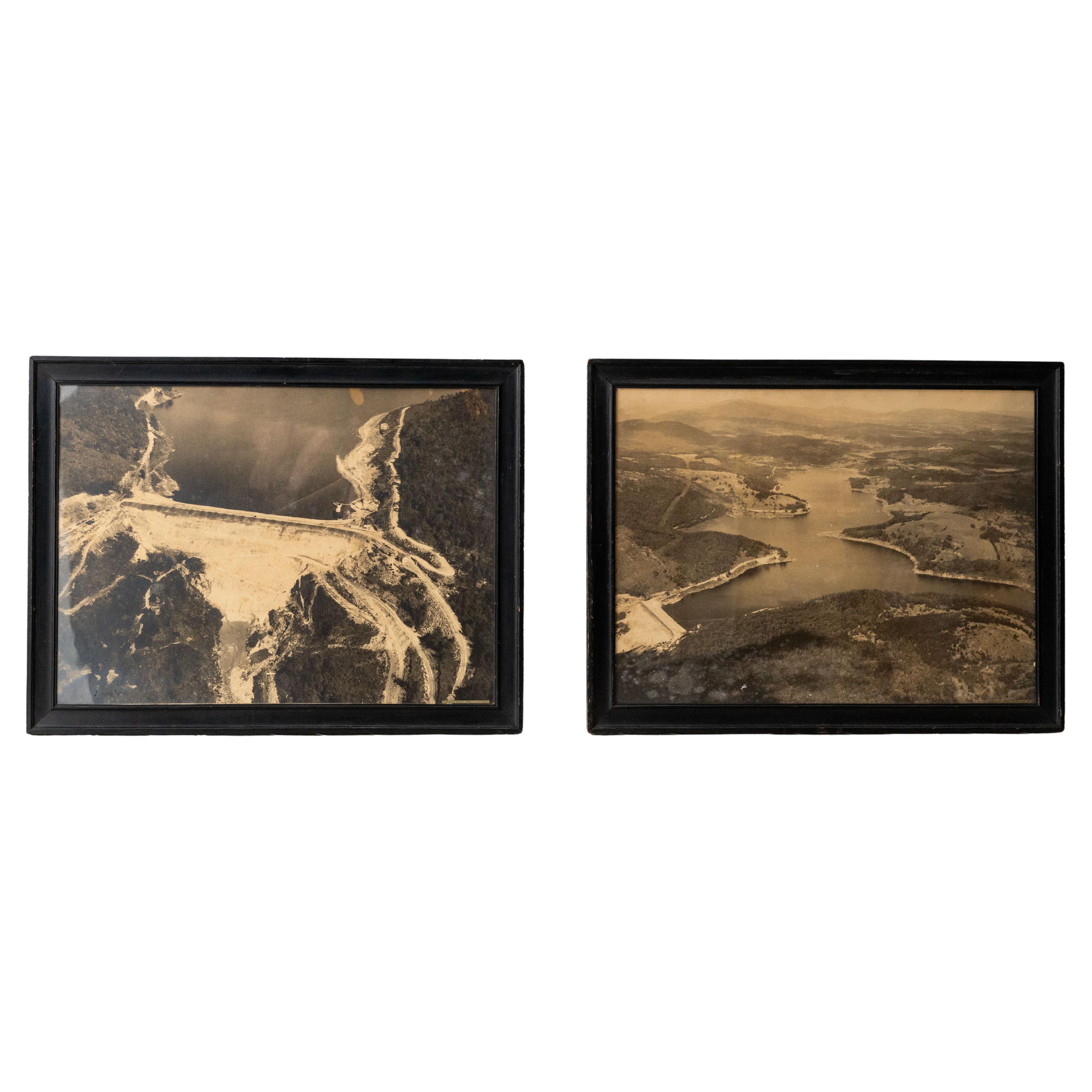 Pair of Early Framed Aerial Photographs