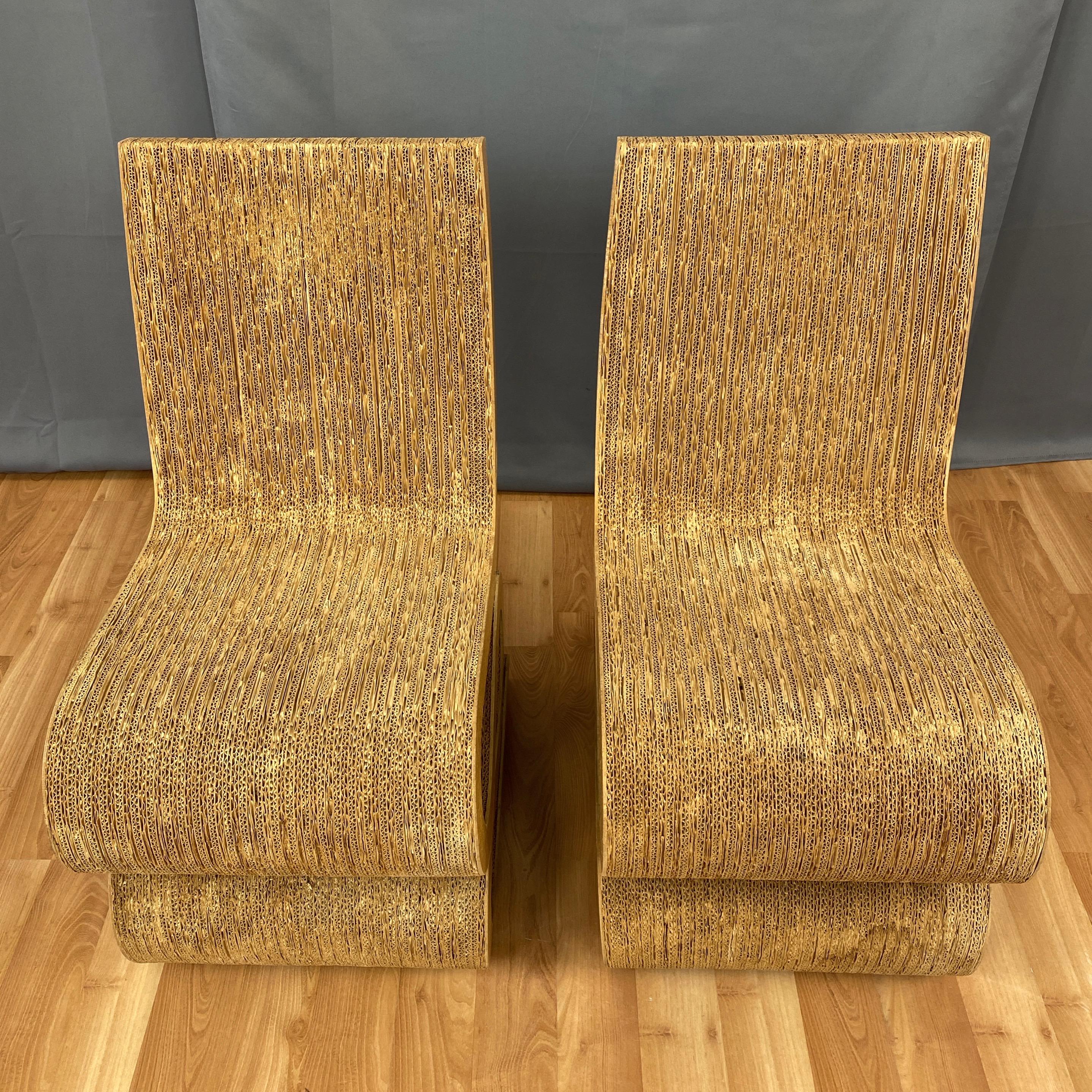 Pair of Early Frank Gehry Easy Edges Wiggle Side Chairs, 1972 3