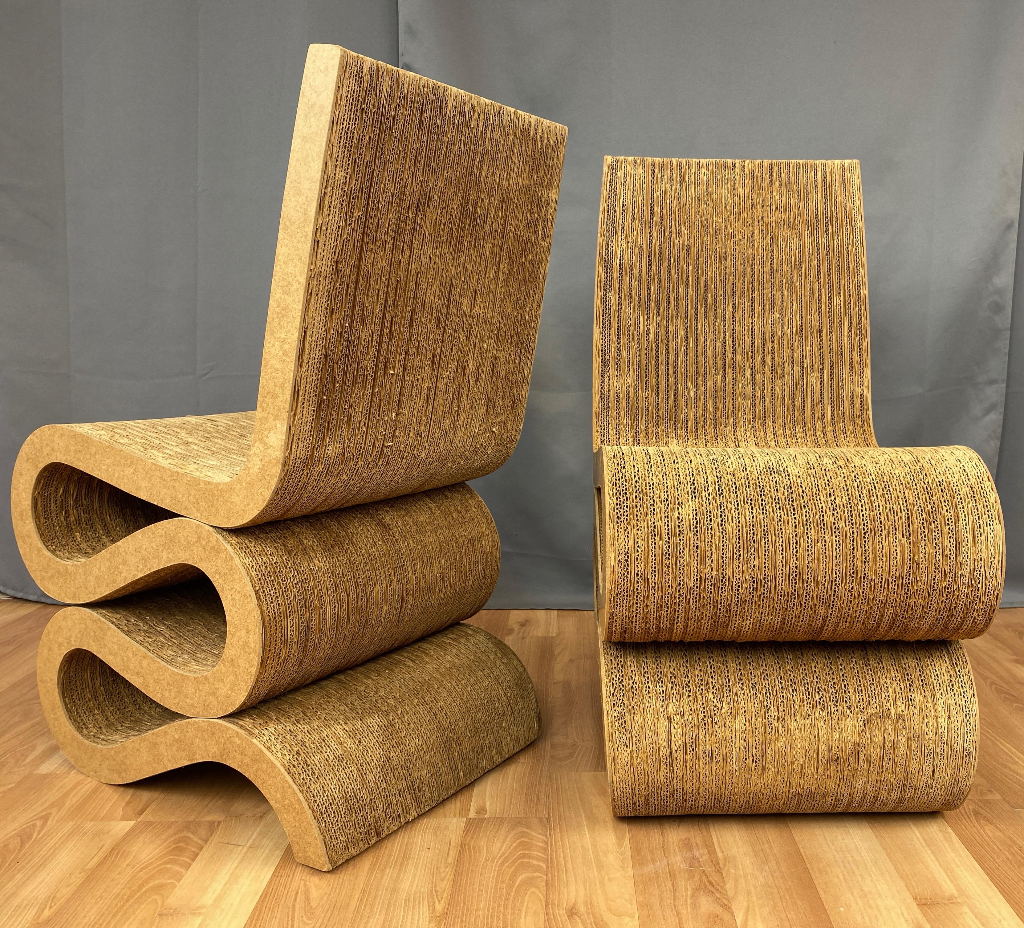 Pair of Early Frank Gehry Easy Edges Wiggle Side Chairs, 1972 In Good Condition In San Francisco, CA