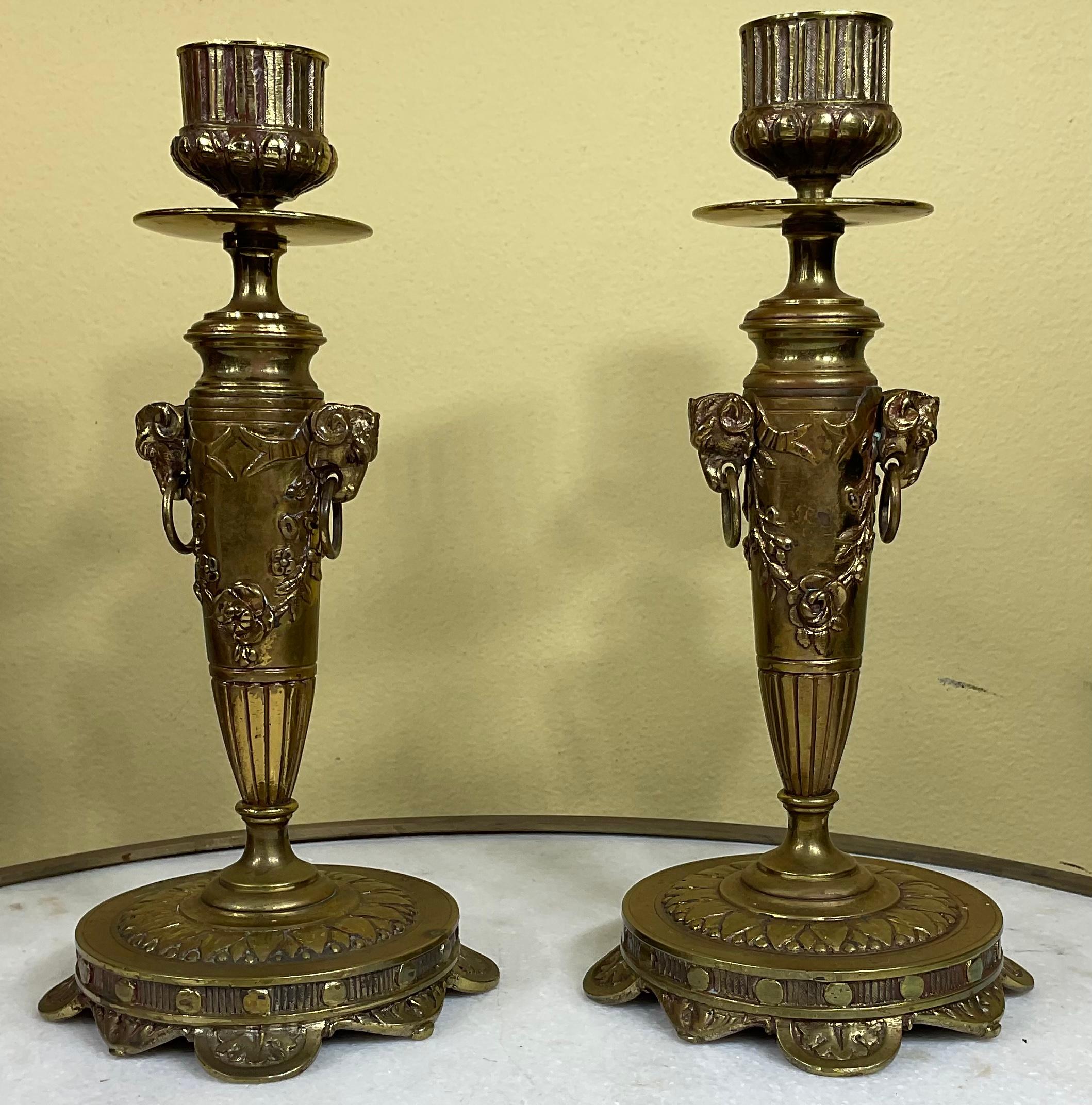 Hand-Crafted Pair of Early French Candlesticks For Sale