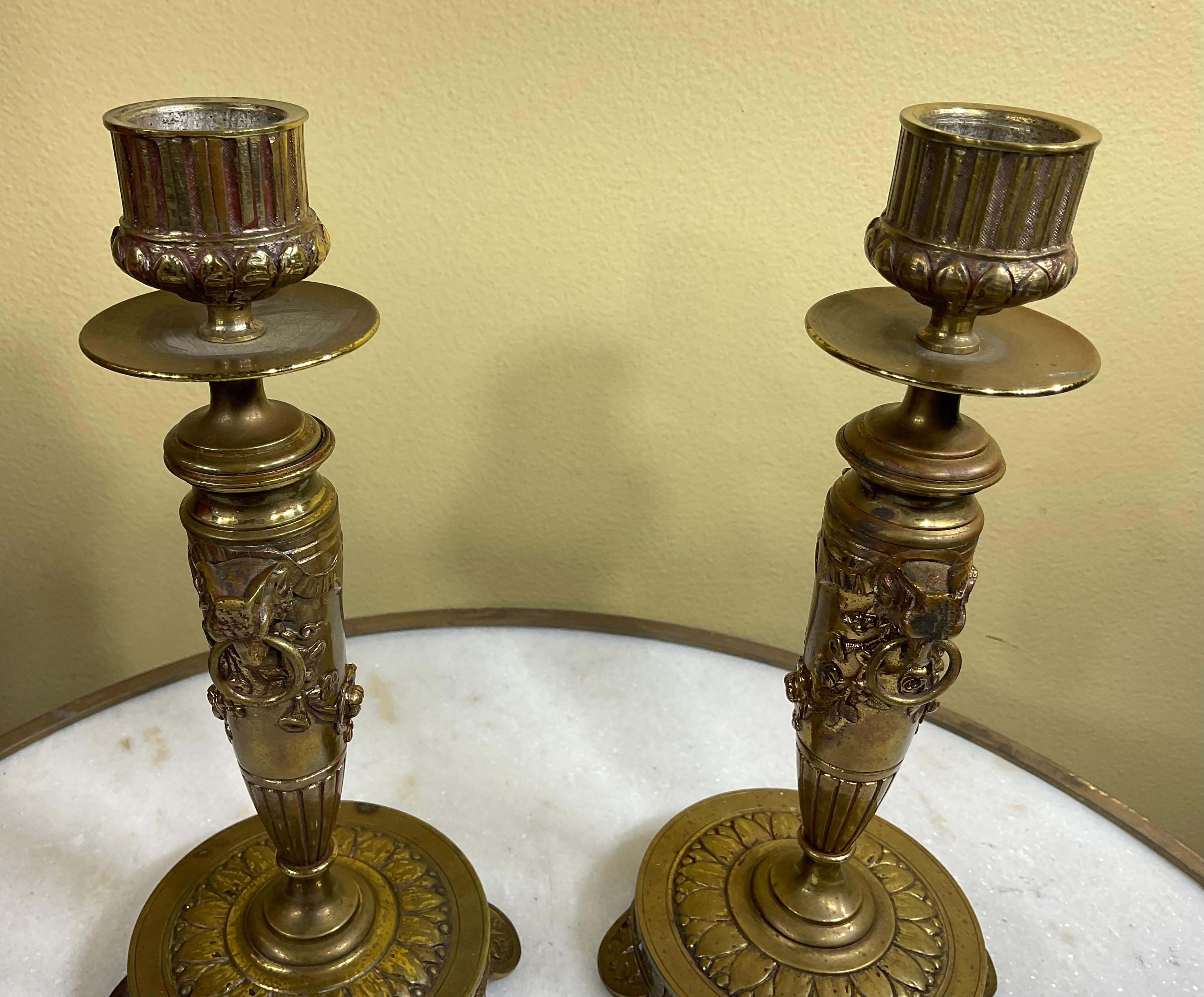 19th Century Pair of Early French Candlesticks For Sale