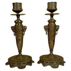 Antique Pair of Early French Candlesticks