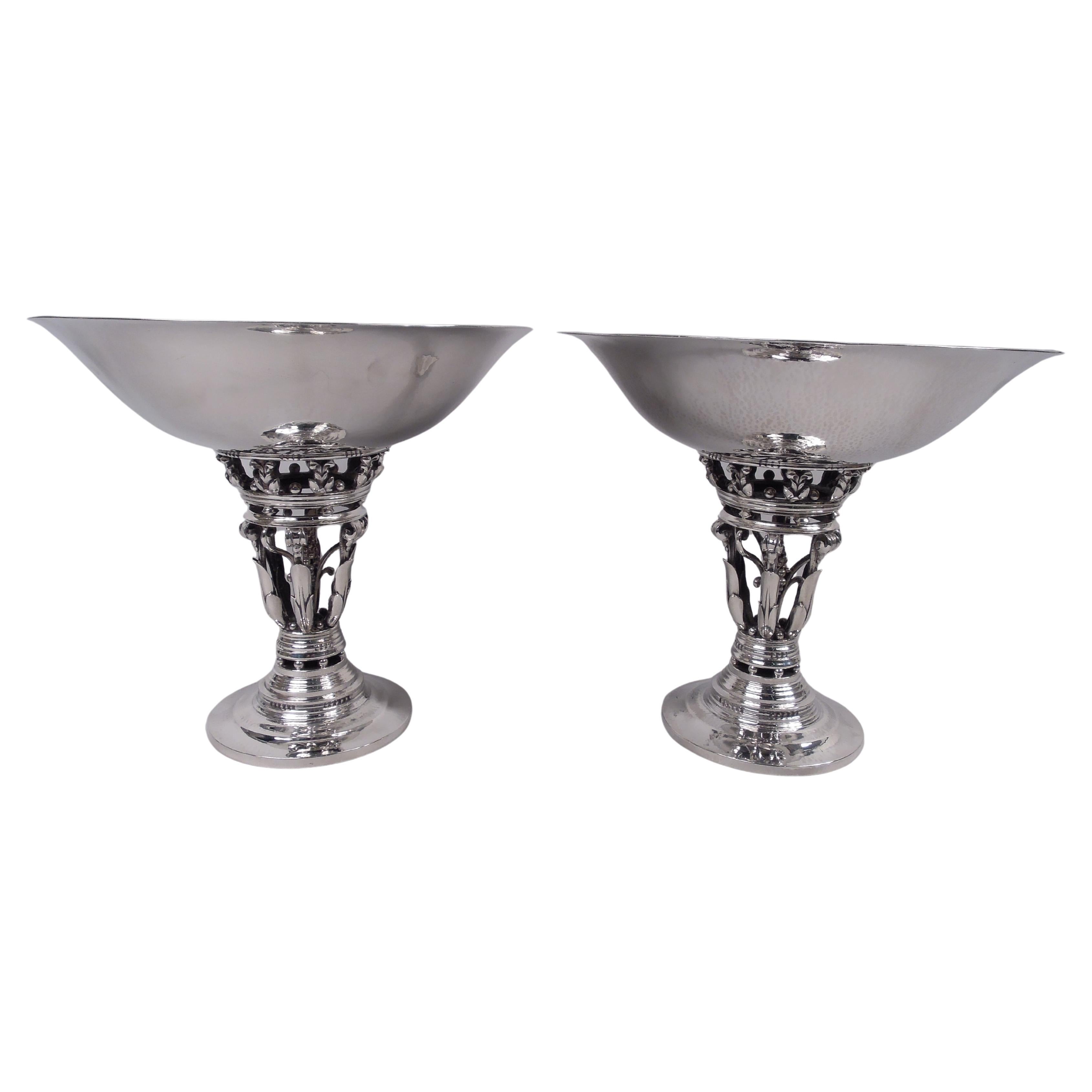 Pair of Early Georg Jensen Danish Modern Sterling Silver Princess Bowls