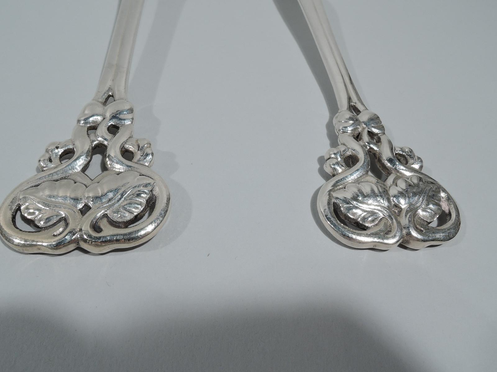 Art Nouveau Pair of Early Georg Jensen Salad Servers in Pattern No. 58