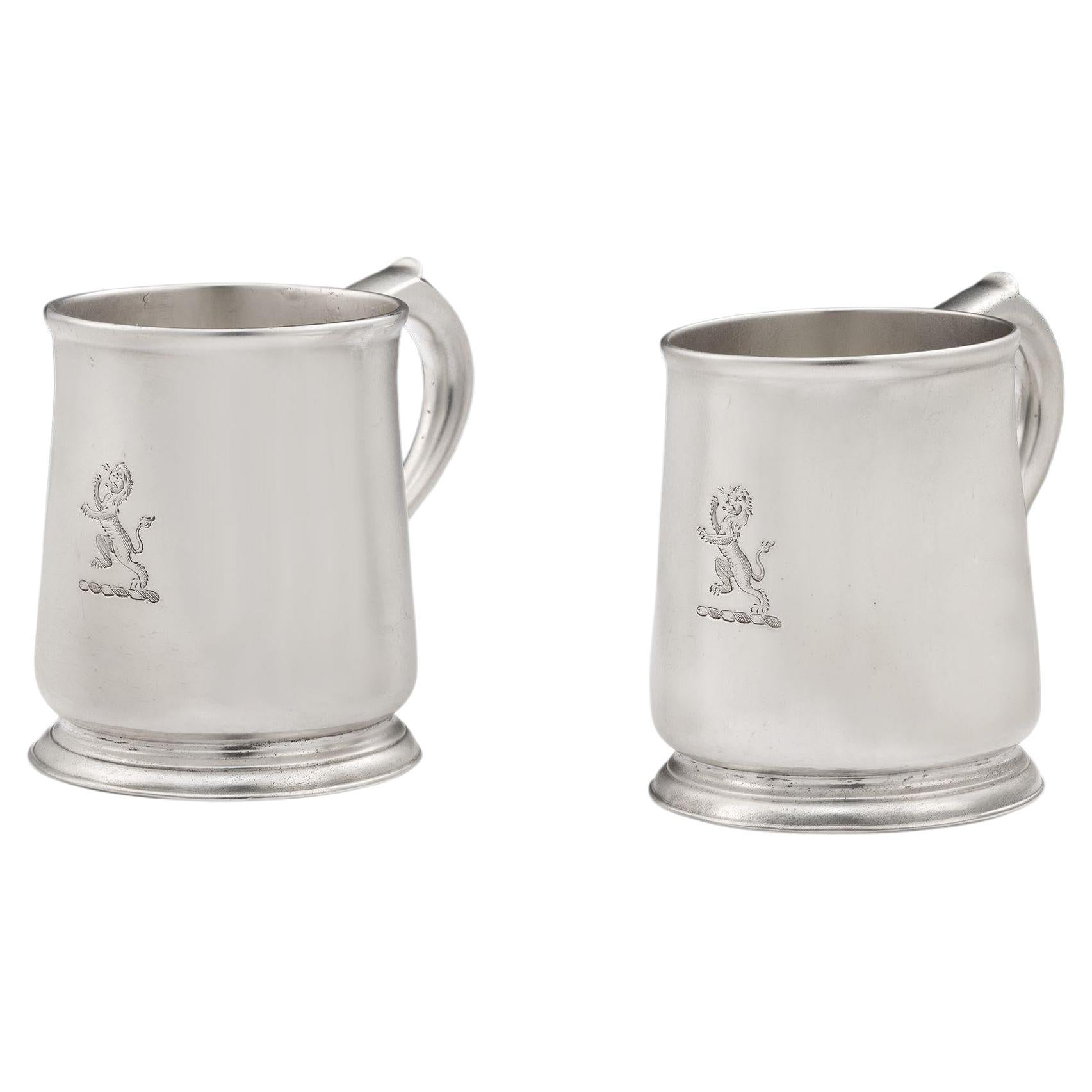 Pair of Early George III Mugs by Whipham & Wright, London, 1764. For Sale