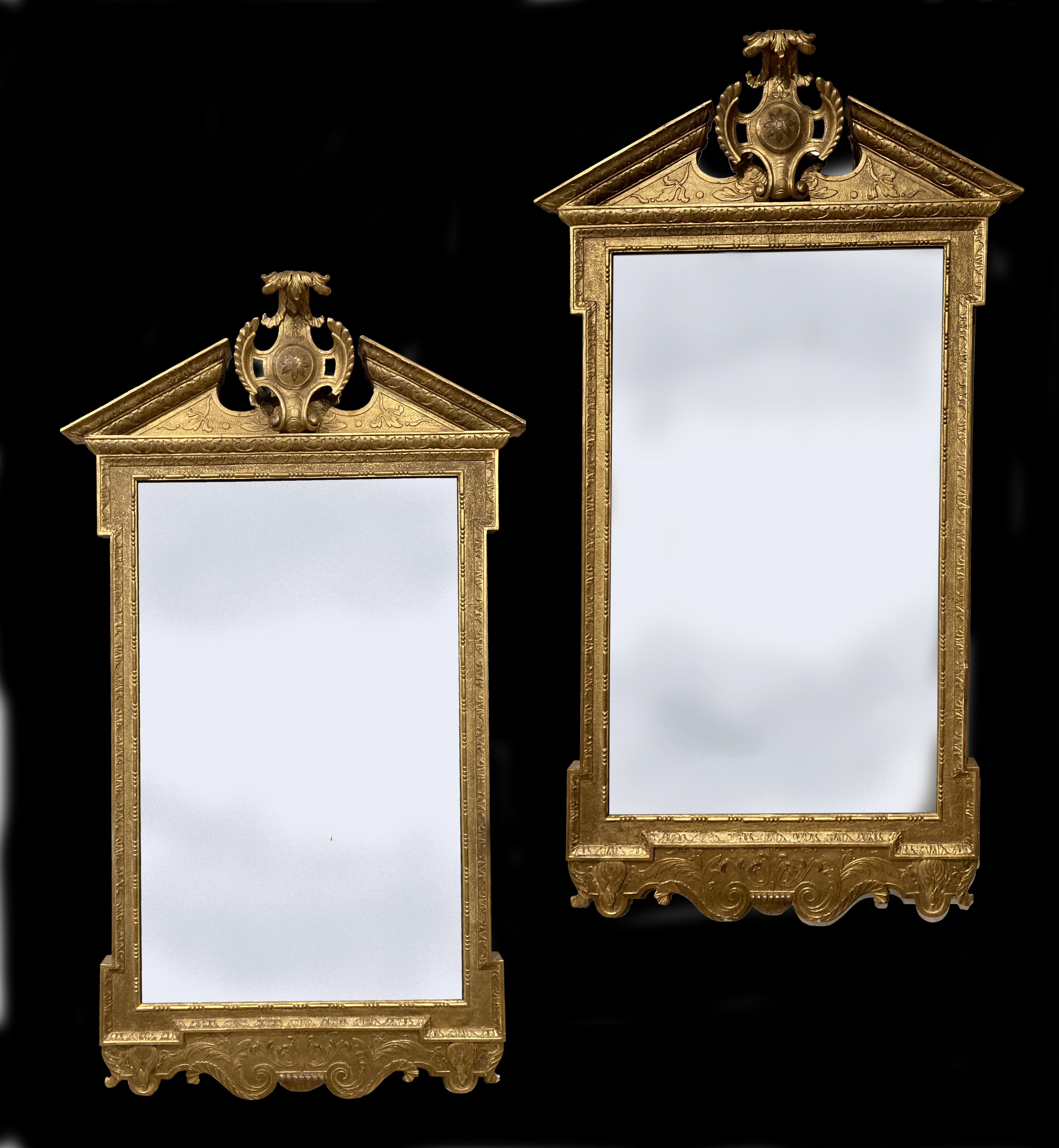 Mid-18th Century Pair of Early Georgian Gilt Mirrors For Sale