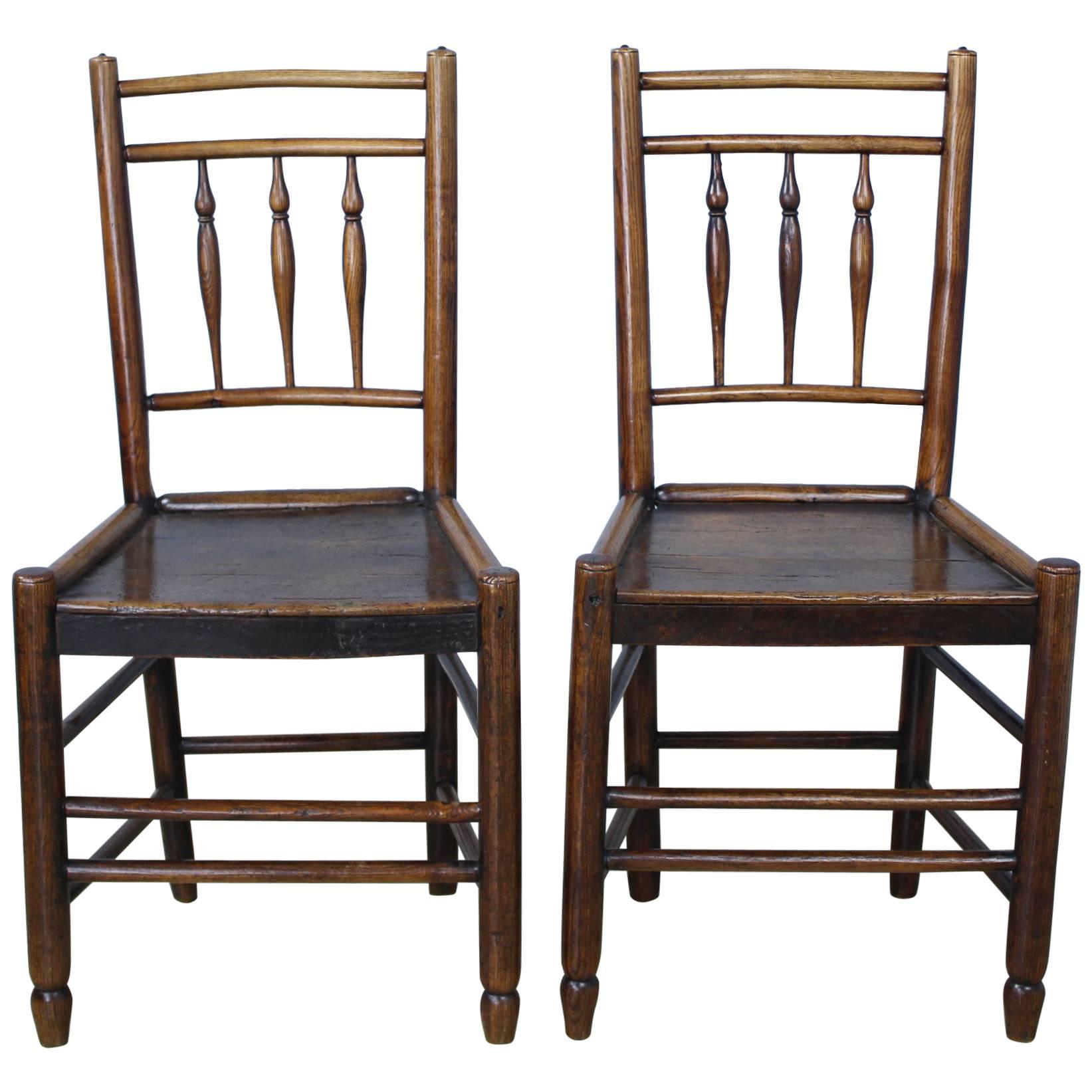 Pair of Early Georgian Oak Side Chairs