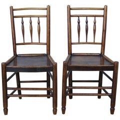 Antique Pair of Early Georgian Oak Side Chairs