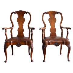 Pair of Early Georgian Style Walnut Armchairs