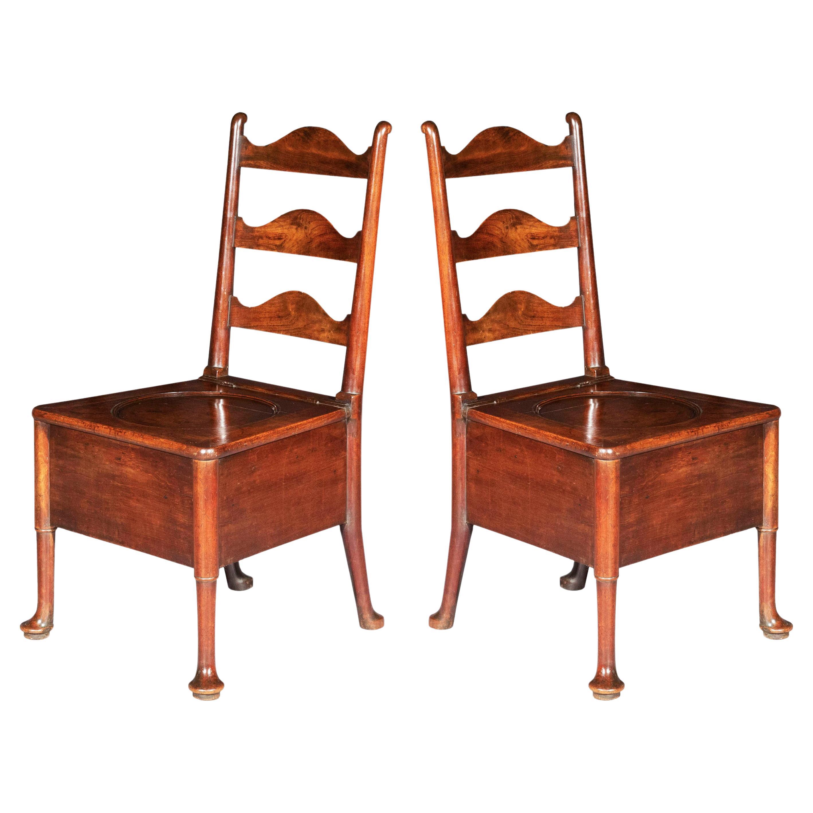 Pair of Early Georgian Vernacular Hall Chairs