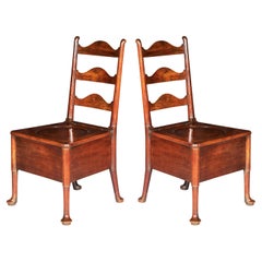 Used Pair of Early Georgian Vernacular Hall Chairs