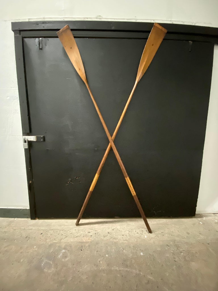 Pair of Early Handmade Crew Oars by NY Boat Oar Company at 1stDibs