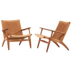 Pair of Early Hans J. Wegner Easy Chairs “CH 25” for Carl Hansen