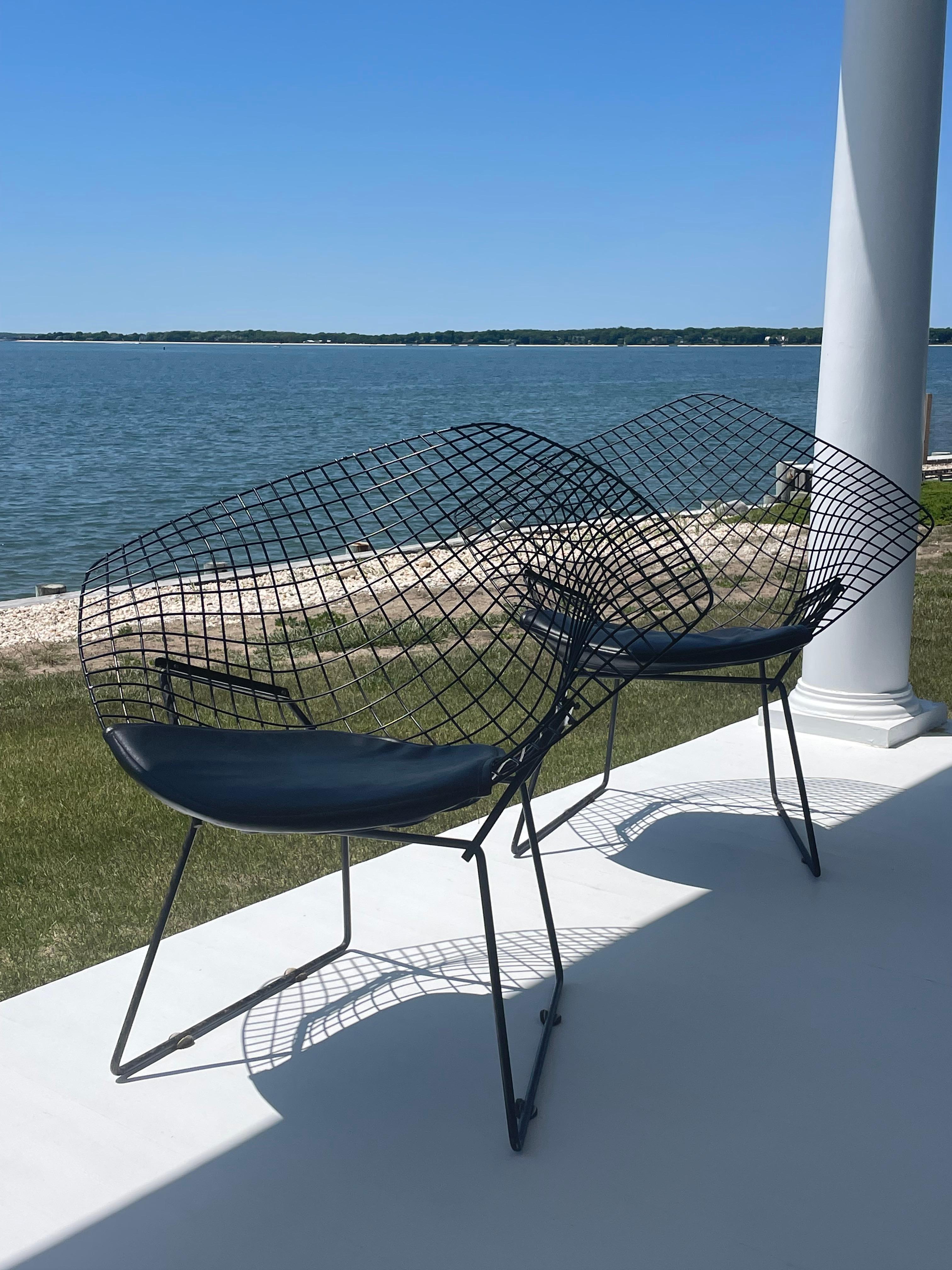 Coppia di sedie Black Diamond dei primi anni di Harry Bertoia in vendita 2
