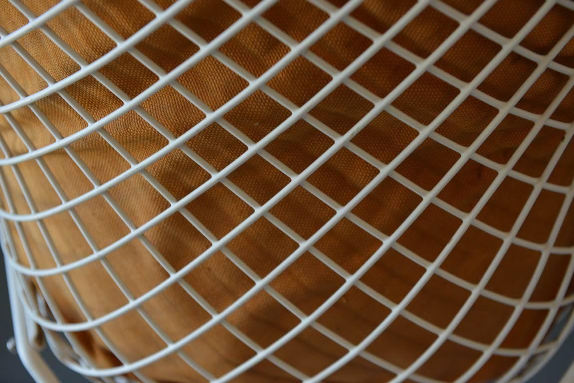 Steel Pair of Early Harry Bertoia for Knoll Diamond Chairs with Original Leather Cover