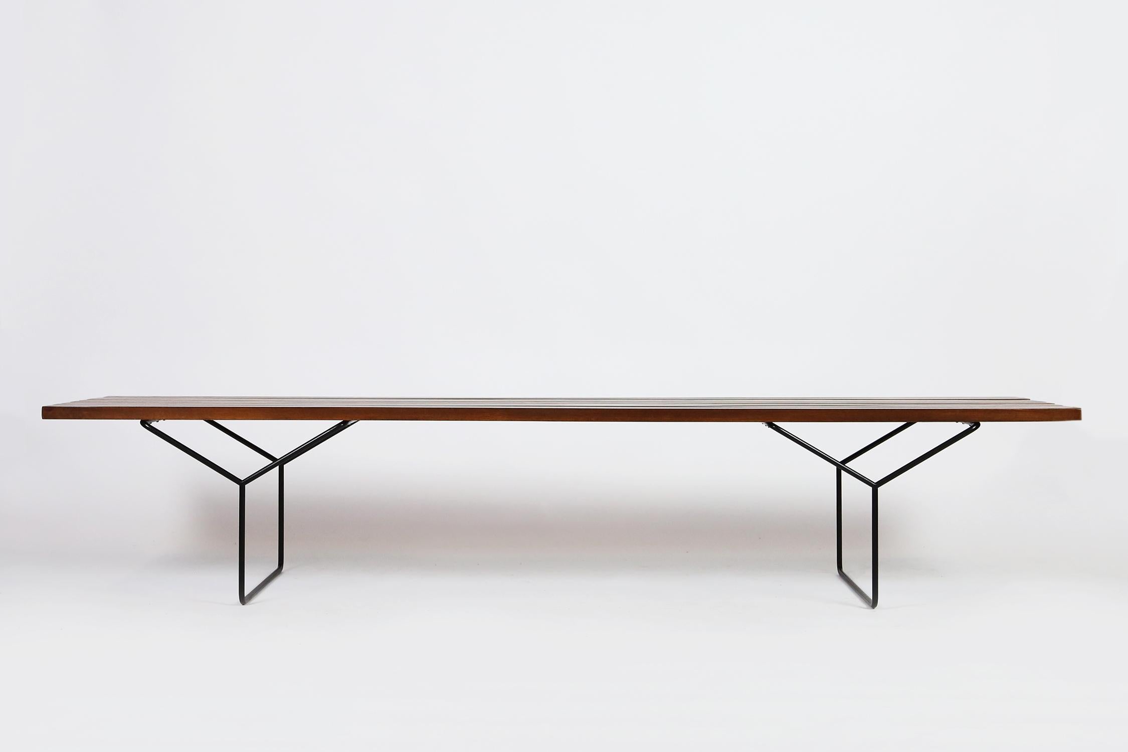 American Pair of Early Harry Bertoia Wooden Benches for Knoll International, circa 1960 For Sale