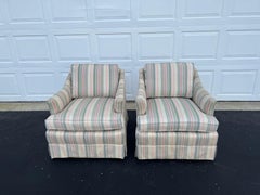 Pair of Early Henredon Swivel Club Chairs