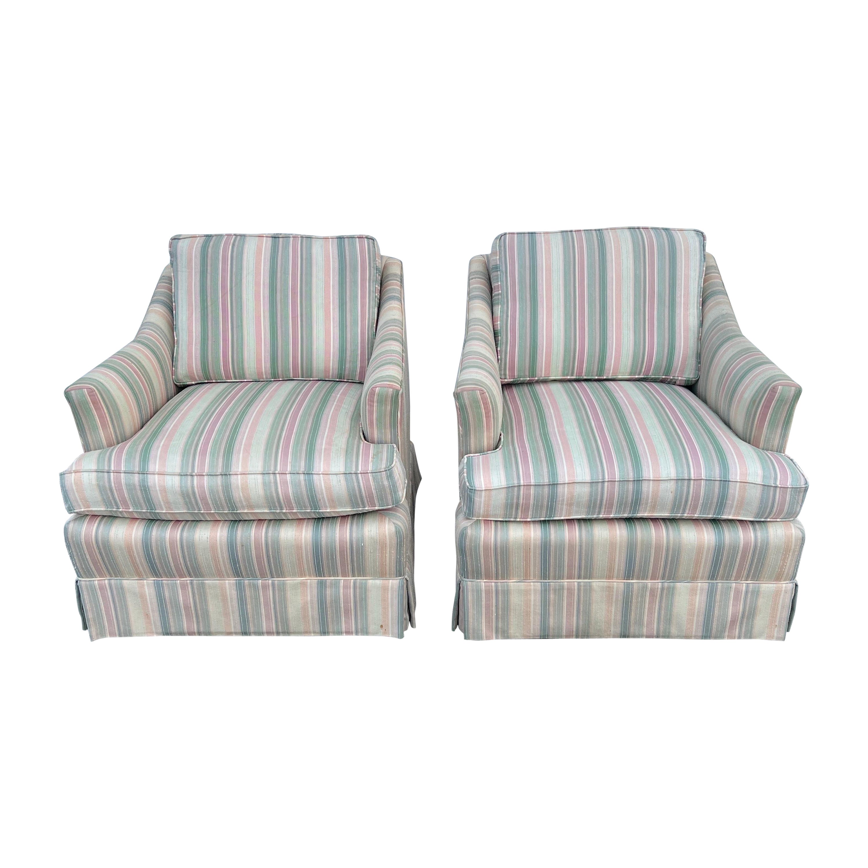 Pair of Early Henredon Swivel Club Chairs