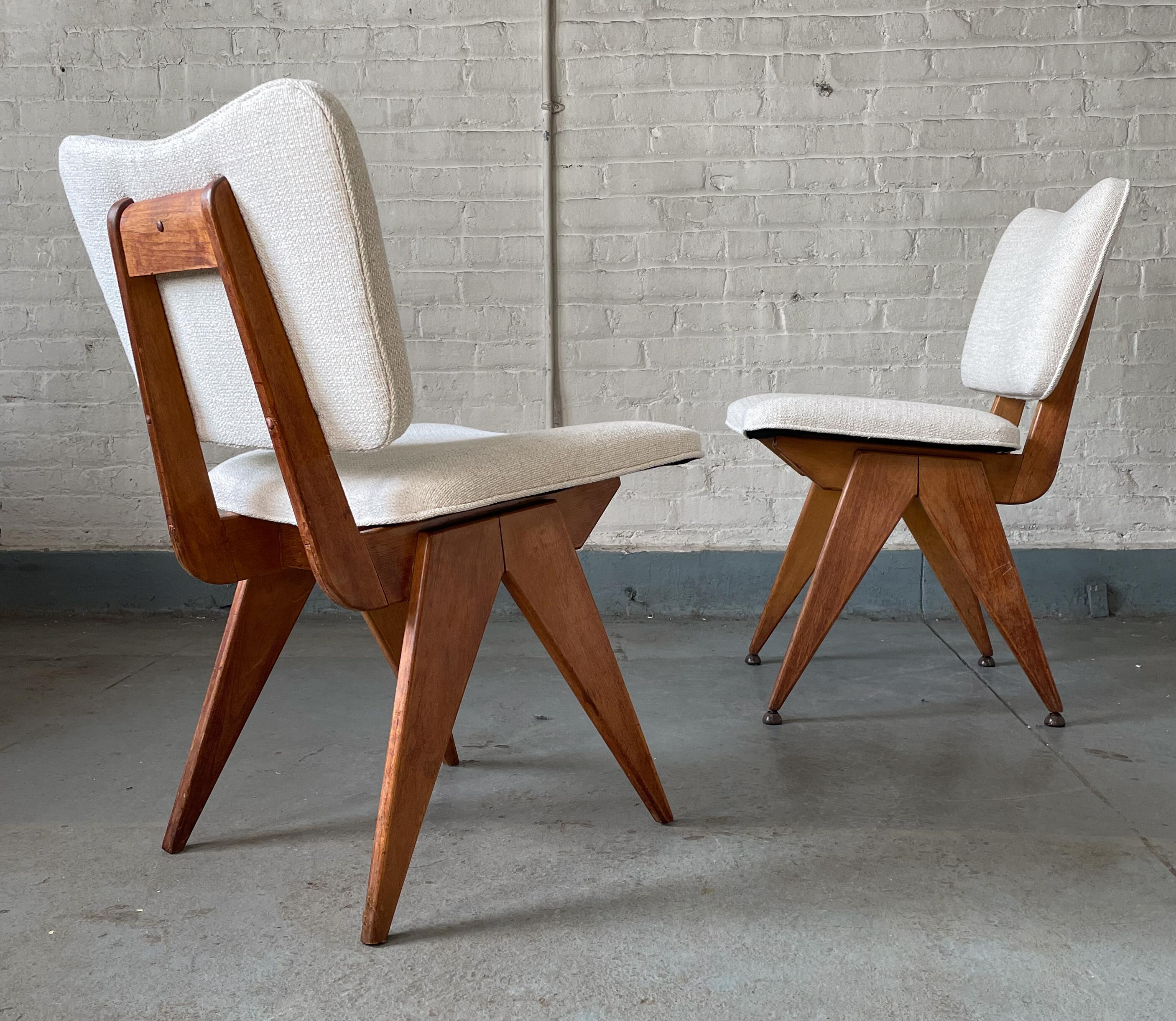 Mid-Century Modern Pair of Early Jens Risom Chairs for His Own Company