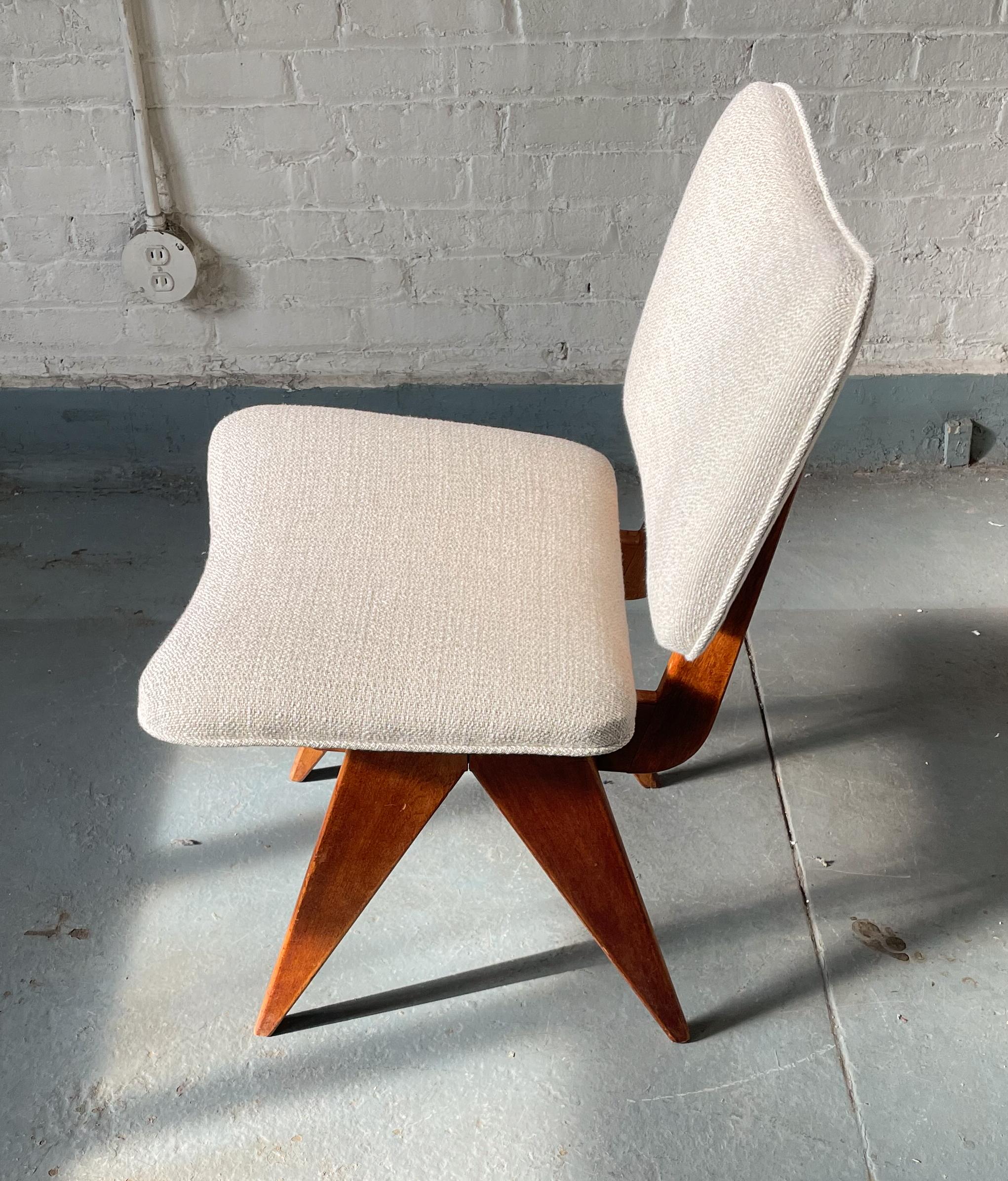 Fabric Pair of Early Jens Risom Chairs for His Own Company