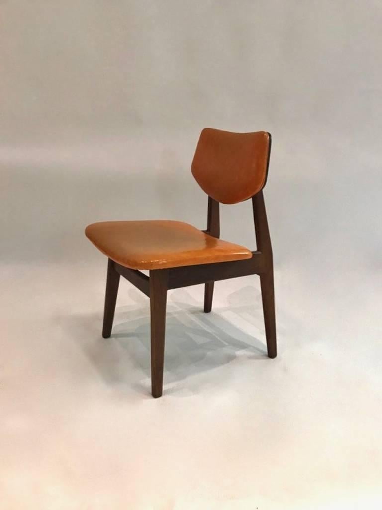 Mid-Century Modern Pair of Early Jens Risom Chairs in Walnut, USA circa 1950