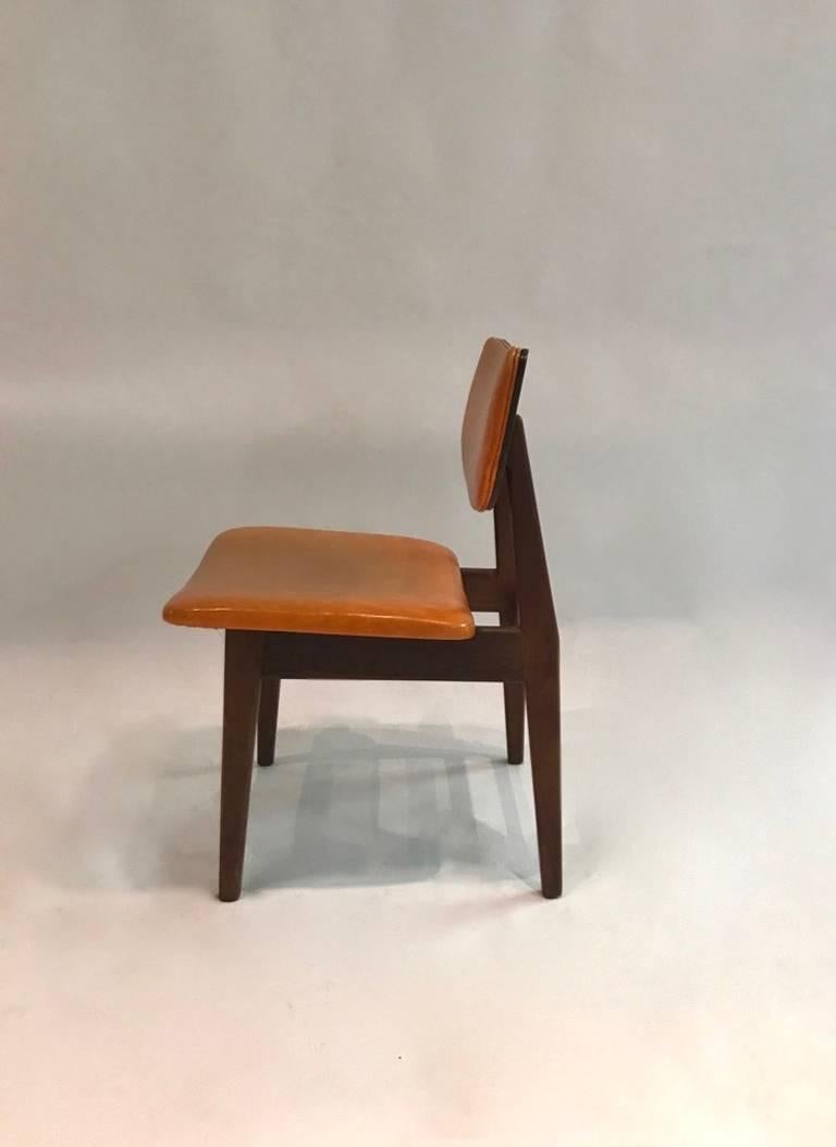 North American Pair of Early Jens Risom Chairs in Walnut, USA circa 1950