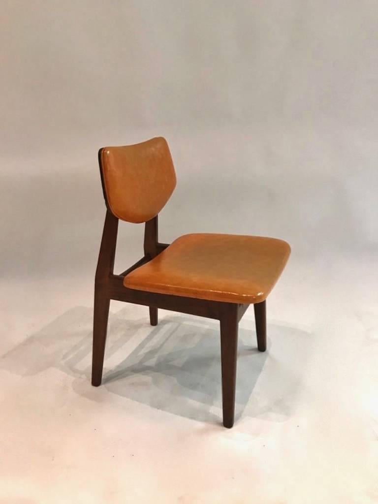 Pair of Early Jens Risom Chairs in Walnut, USA circa 1950 1