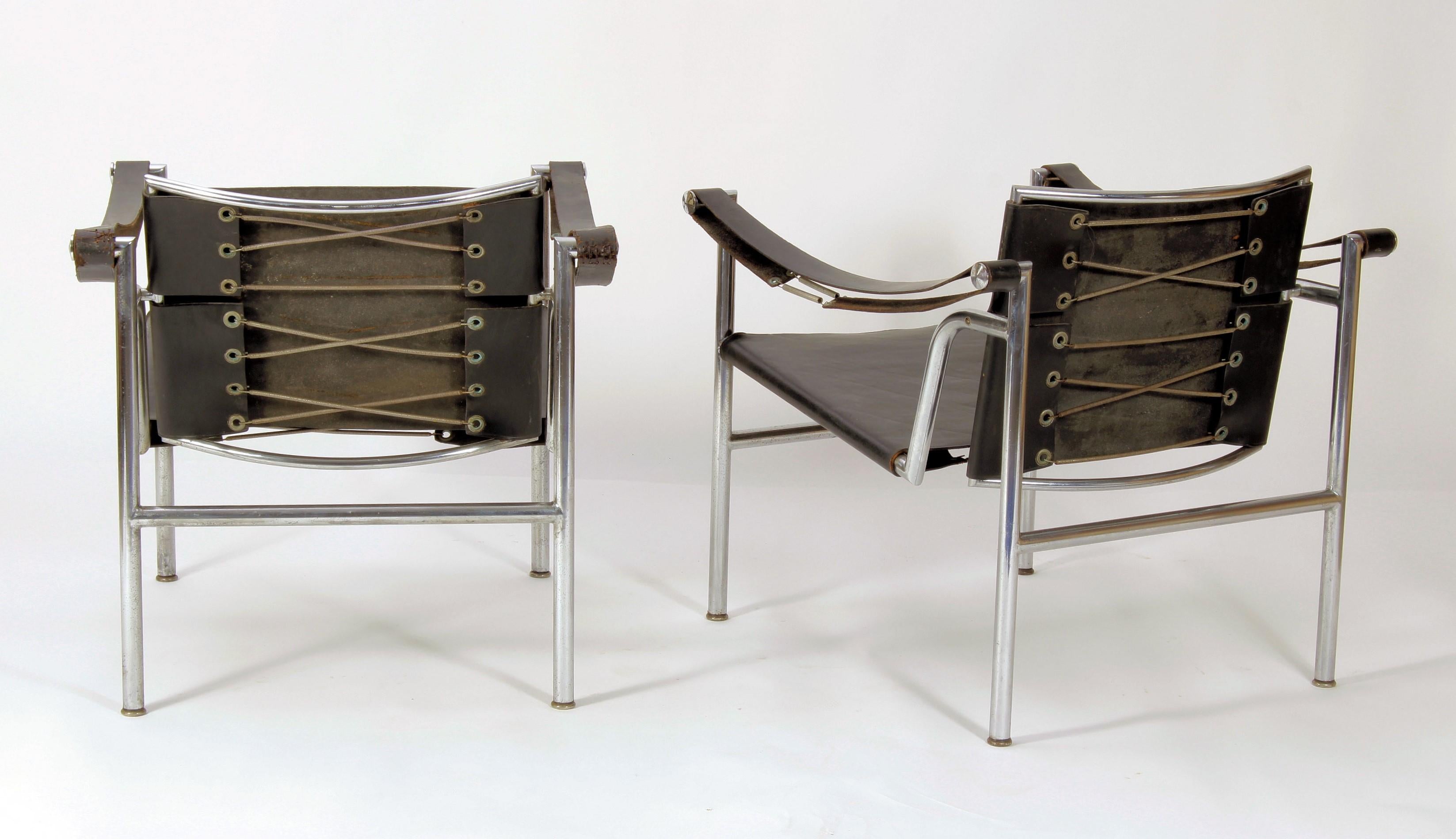 20th Century Pair of Early Le Corbusier LC1 Sling Chairs, circa 1950 For Sale